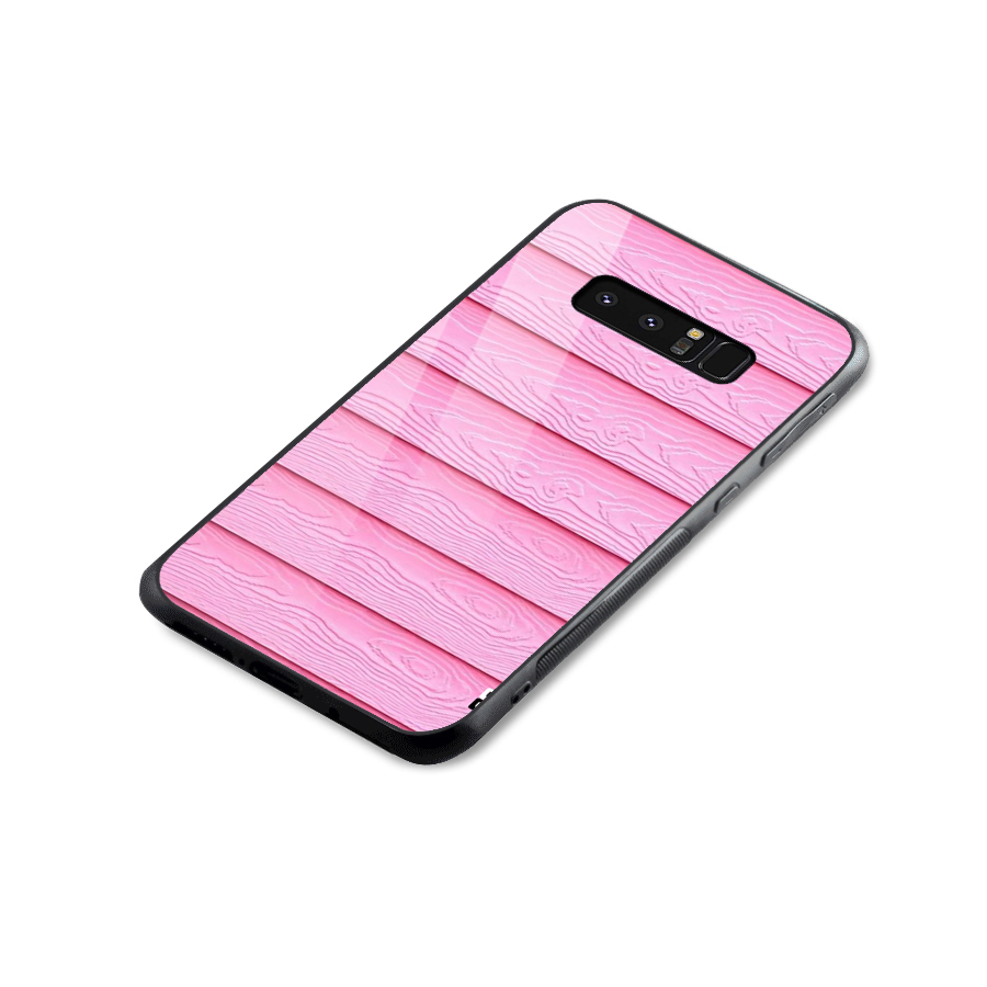 Pink Wood Glass Back Case for Galaxy Note 8