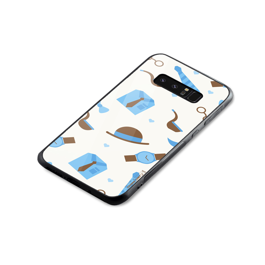 Pipe Hat Watch Pattern Glass Back Case for Galaxy Note 8