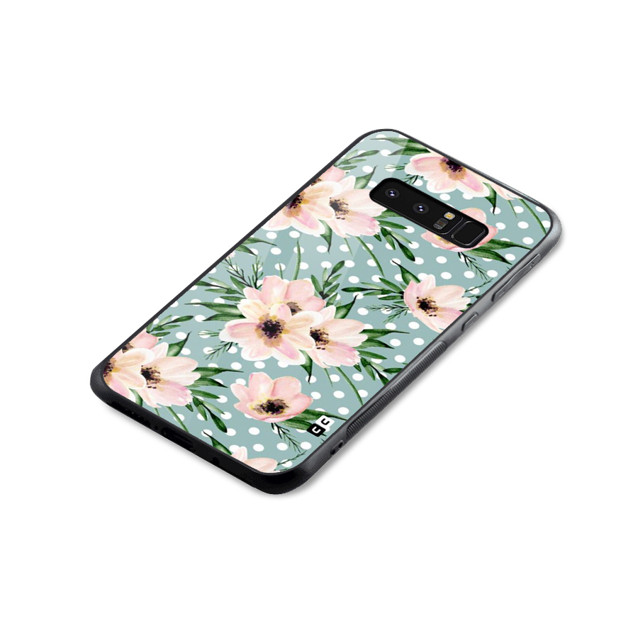 Polka Art Floral Glass Back Case for Galaxy Note 8