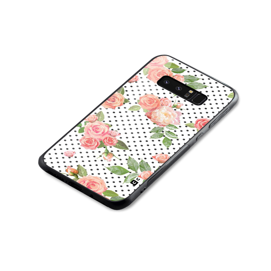 Polka Bloom White Glass Back Case for Galaxy Note 8