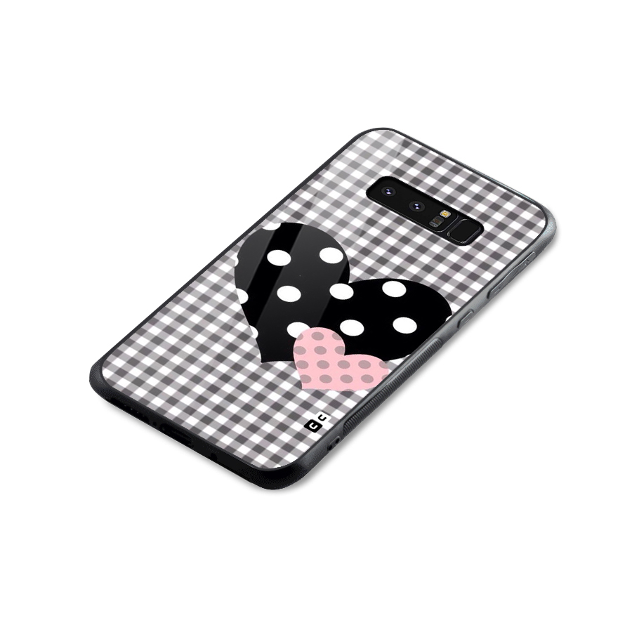 Polka Check Hearts Glass Back Case for Galaxy Note 8