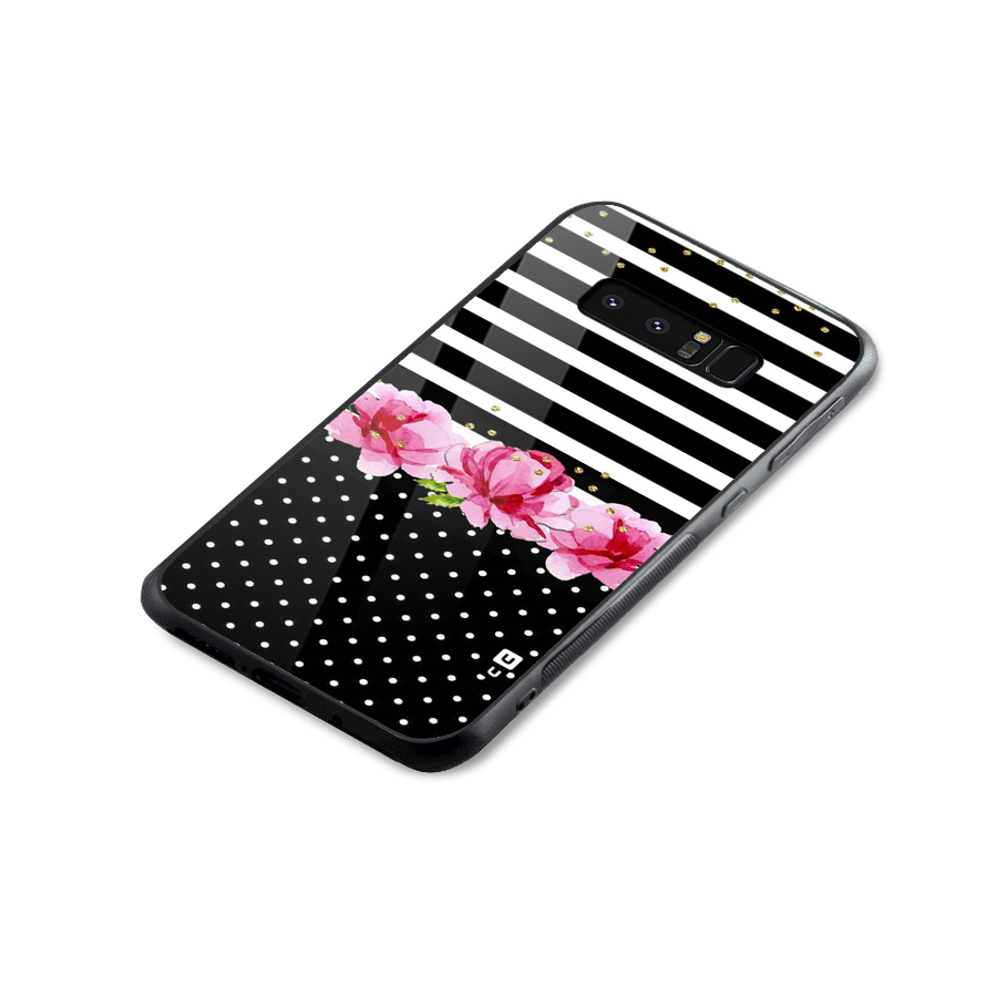 Polka Floral Stripes Glass Back Case for Galaxy Note 8
