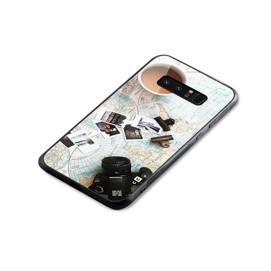 Post Stamps Travel Glass Back Case for Galaxy Note 8