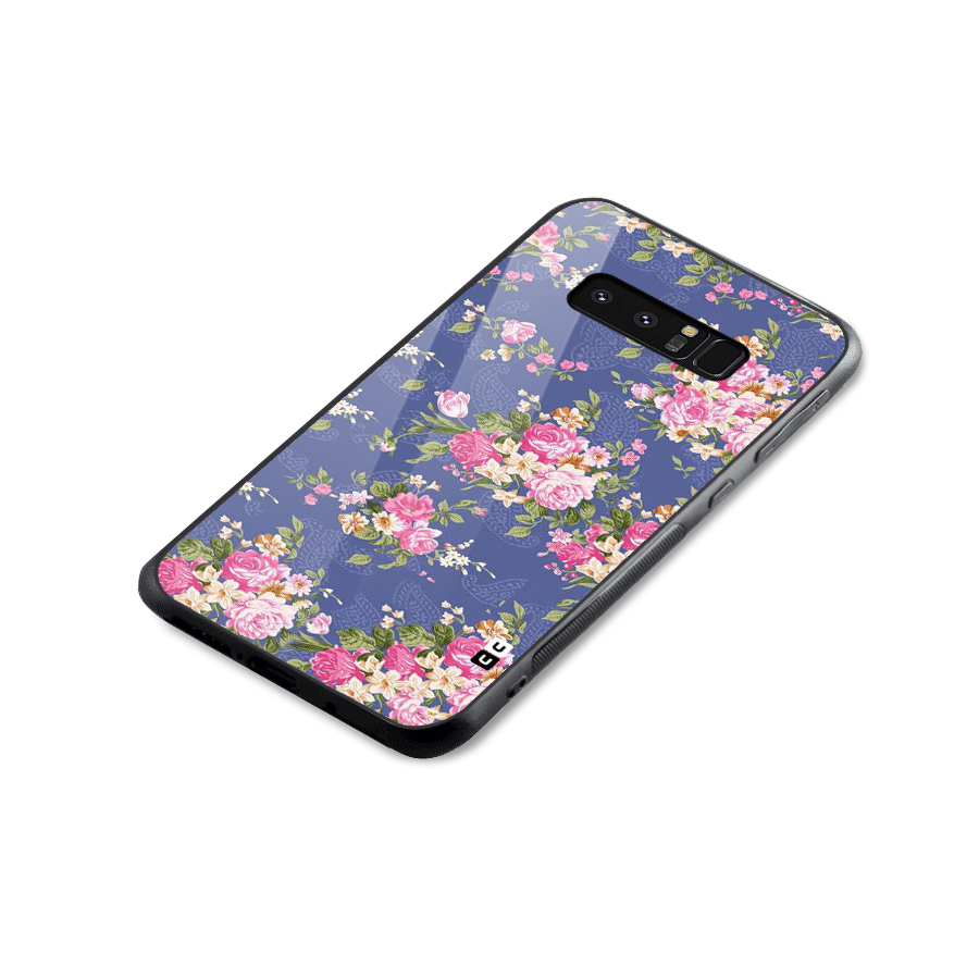 Purple Pink Floral Glass Back Case for Galaxy Note 8