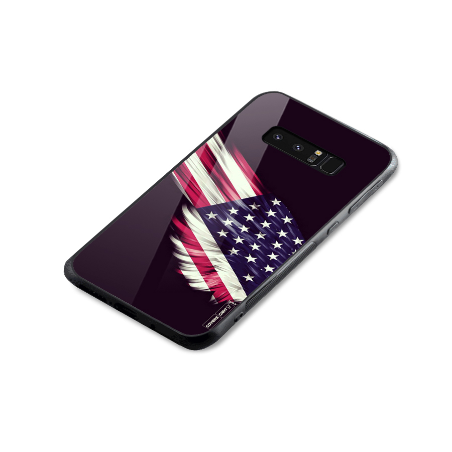 Red And White Stripes Stars Glass Back Case for Galaxy Note 8