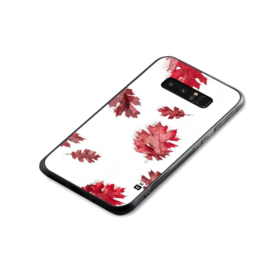 Red Appealing Autumn Leaves Glass Back Case for Galaxy Note 8