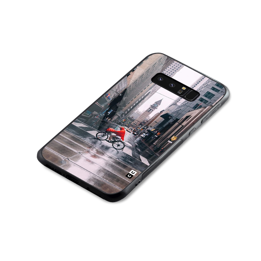Red Bicycle Street Glass Back Case for Galaxy Note 8