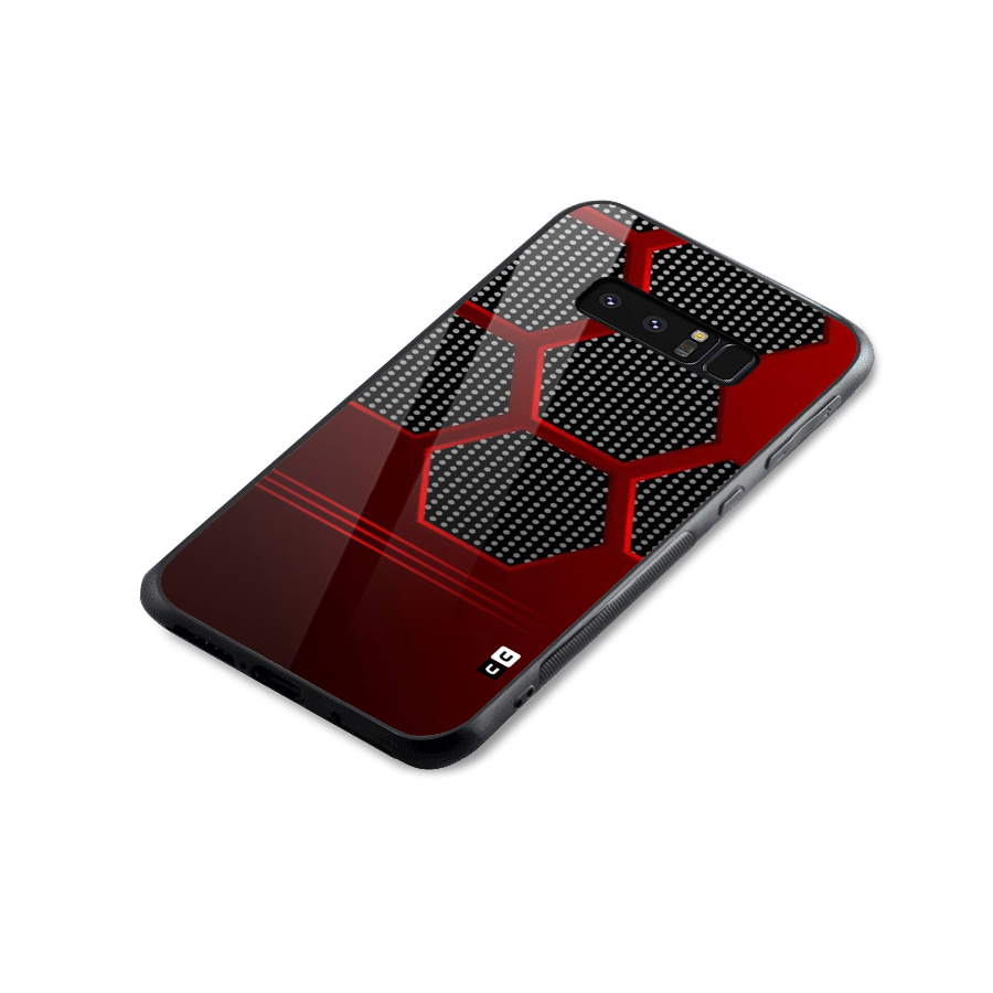 Red Black Hexagons Glass Back Case for Galaxy Note 8