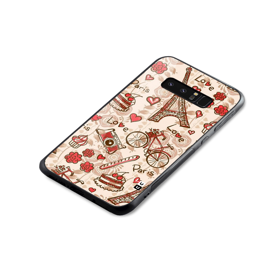 Red Peach City Glass Back Case for Galaxy Note 8