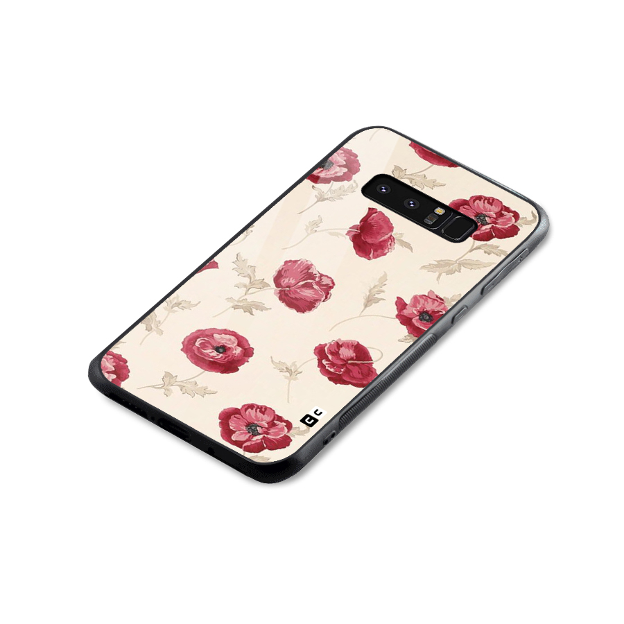 Red Rose Floral Art Glass Back Case for Galaxy Note 8
