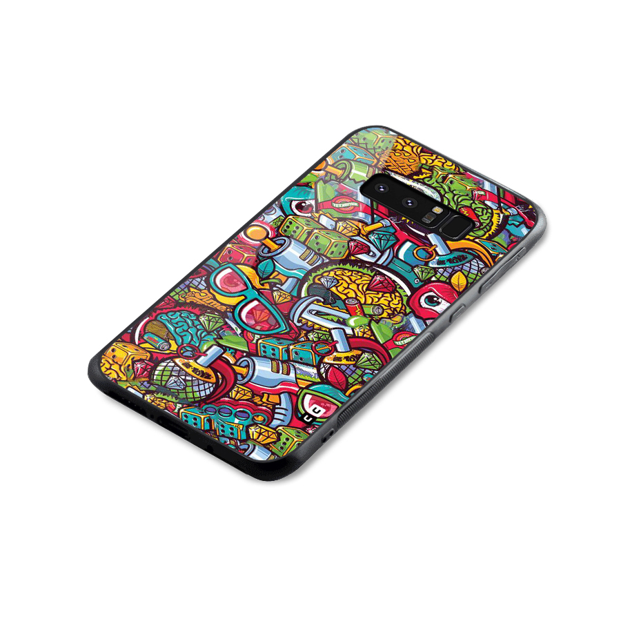 Retro Diamond Design Glass Back Case for Galaxy Note 8