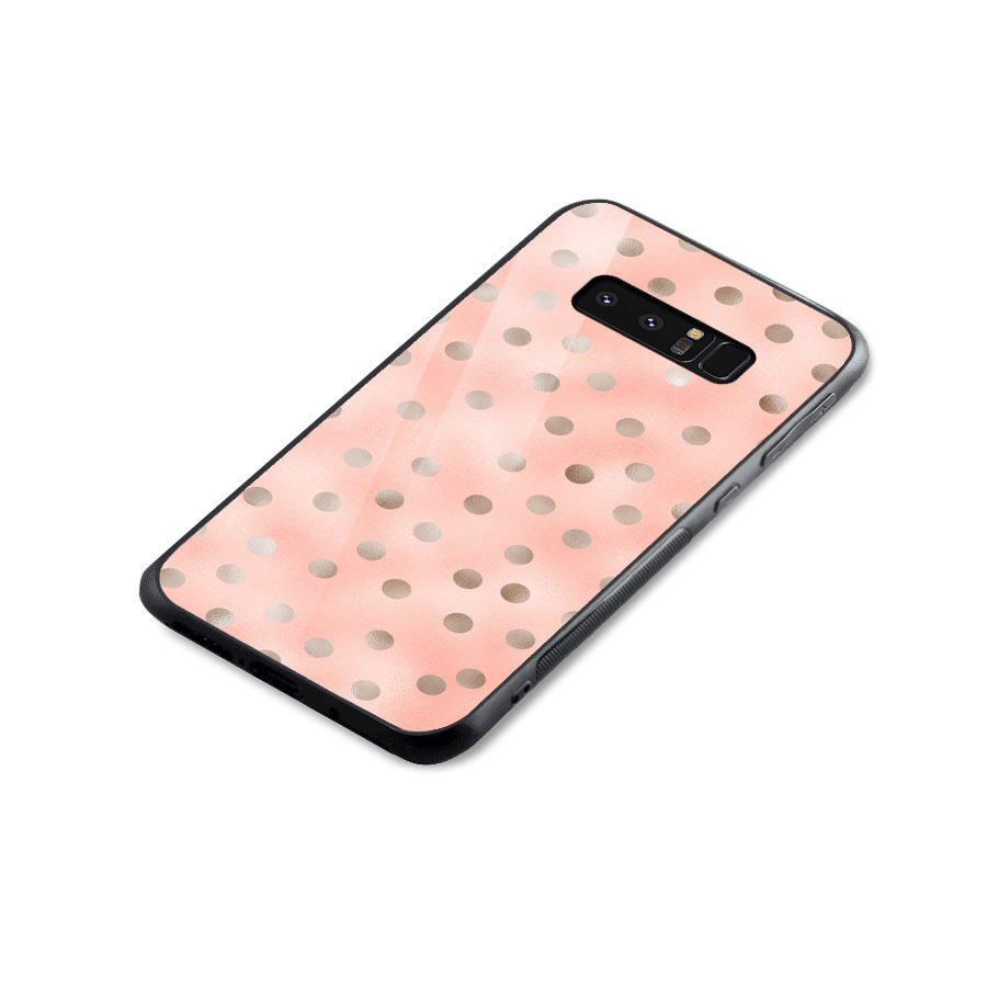 RoseGold Polka Dots Glass Back Case for Galaxy Note 8