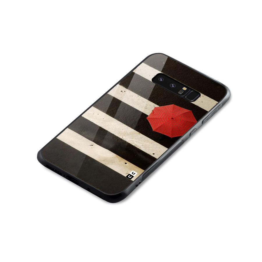 Single Red Umbrella Stripes Glass Back Case for Galaxy Note 8