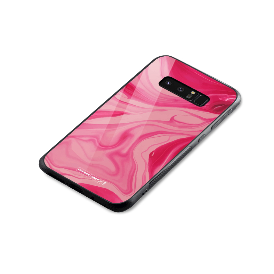 Sizzling Pink Marble Texture Glass Back Case for Galaxy Note 8