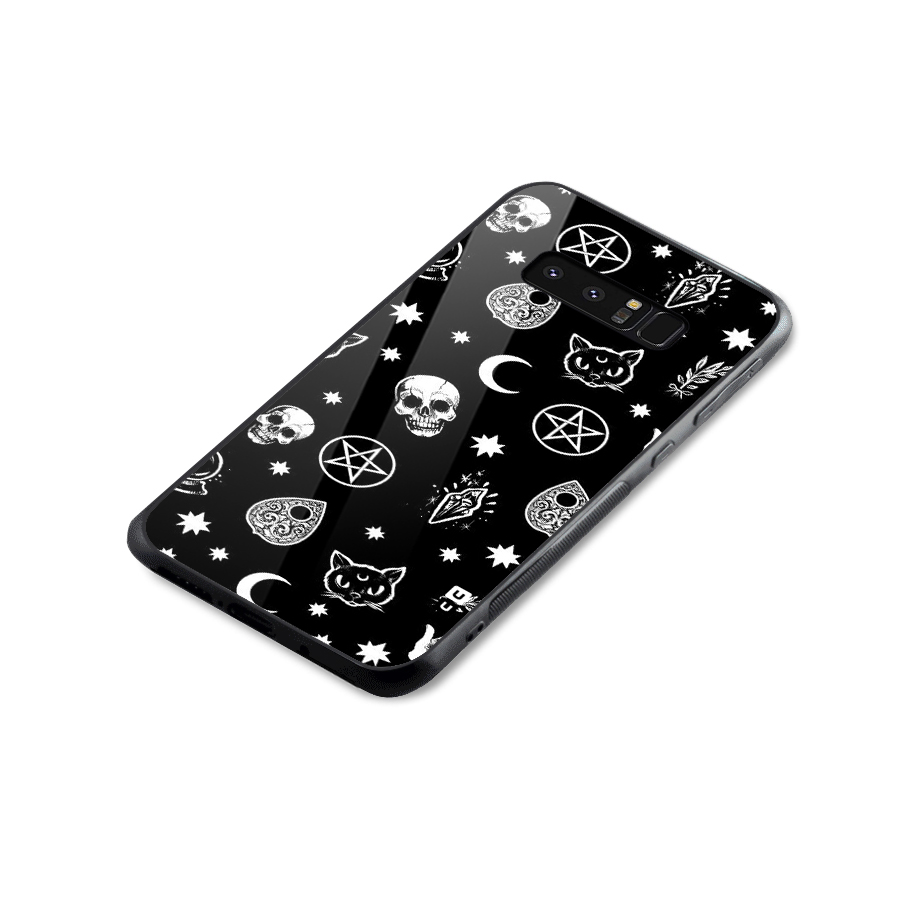 Skull Moon Design Glass Back Case for Galaxy Note 8
