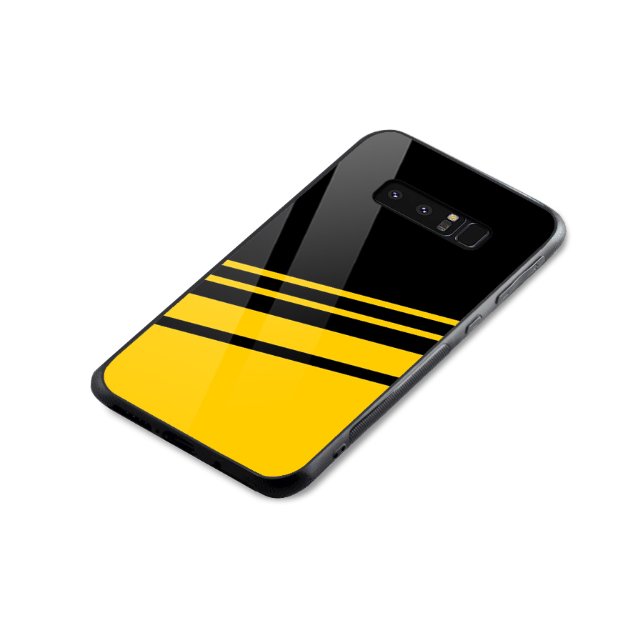 Slant Yellow Stripes Glass Back Case for Galaxy Note 8