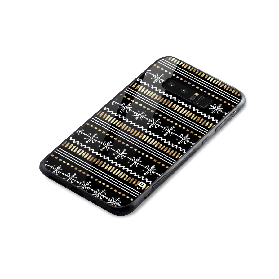 Snowflakes Gold Glass Back Case for Galaxy Note 8
