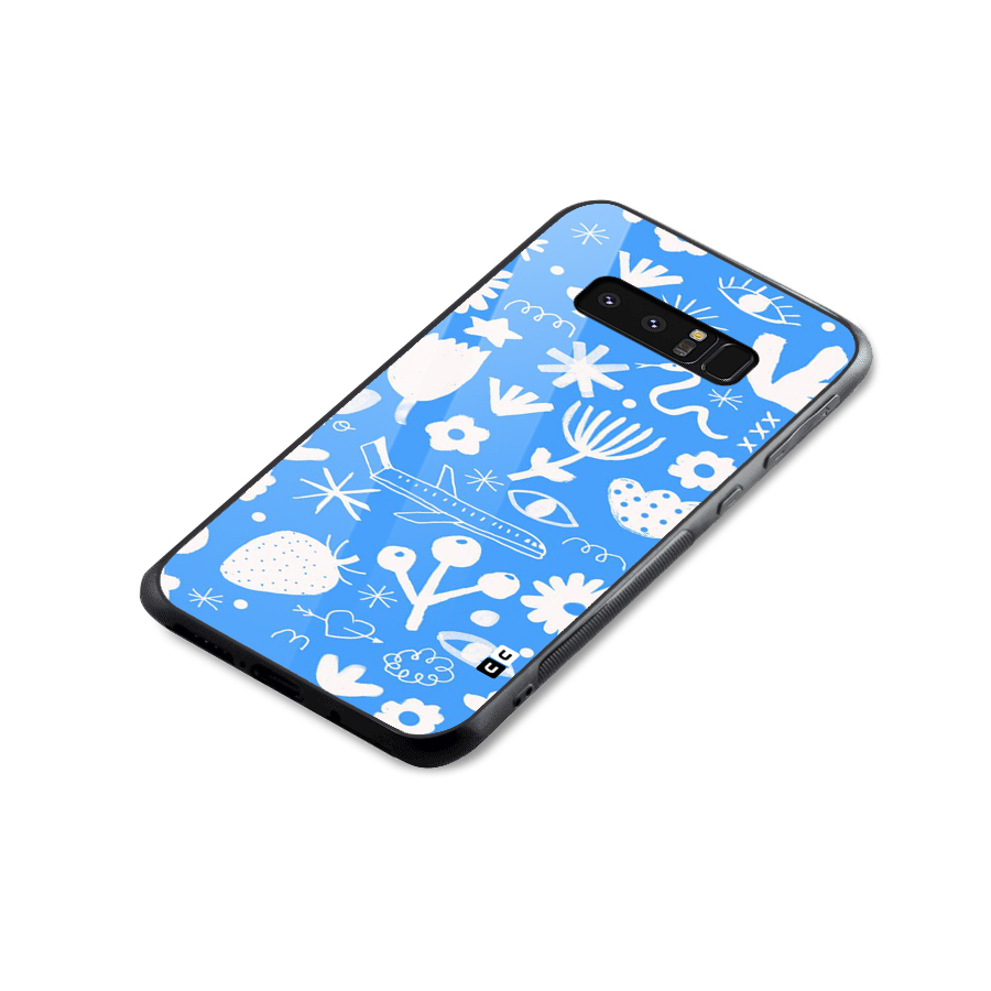 Space Blue Pattern Glass Back Case for Galaxy Note 8