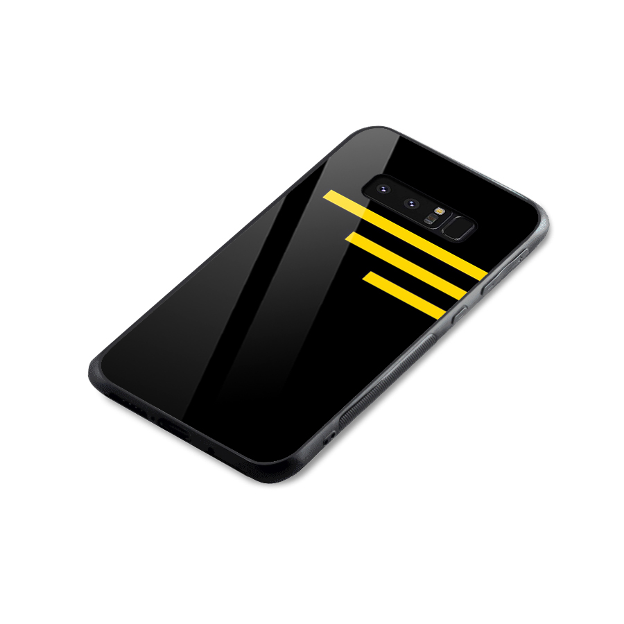 Sports Yellow Stripes Glass Back Case for Galaxy Note 8