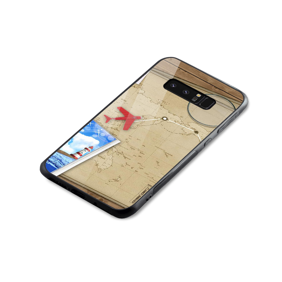 Summer Travel Glass Back Case for Galaxy Note 8
