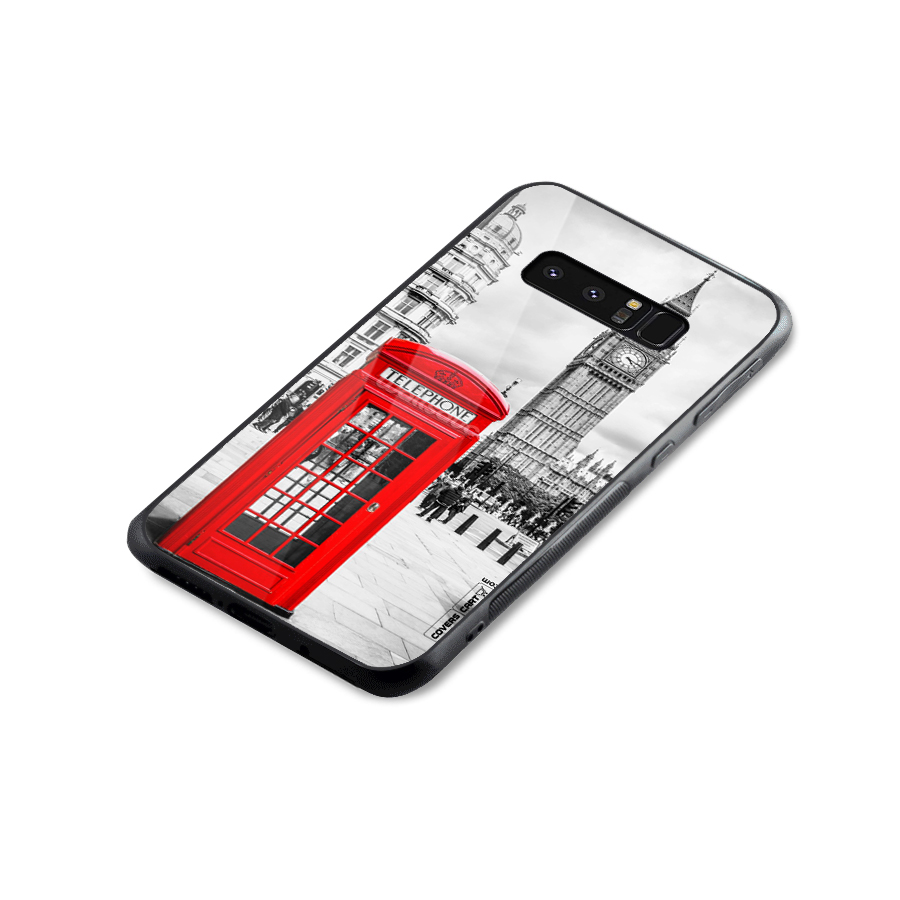 Telephone Booth Glass Back Case for Galaxy Note 8