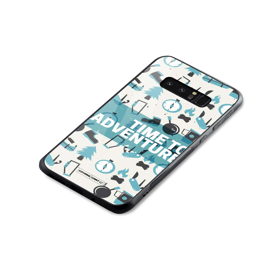 Time To Adventure Blazing Blue Glass Back Case for Galaxy Note 8