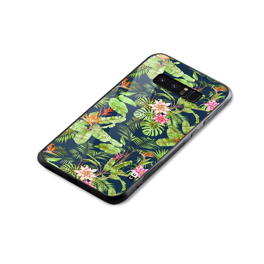 Tiny Flower Leaves Glass Back Case for Galaxy Note 8
