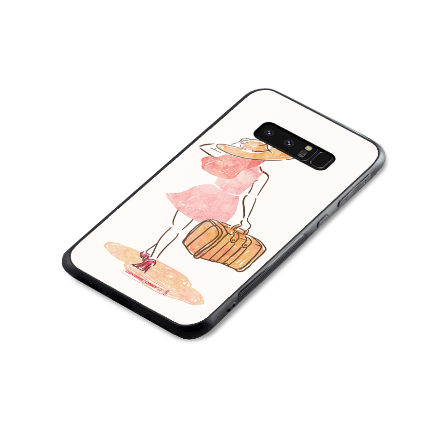 Travel Girl Glass Back Case for Galaxy Note 8