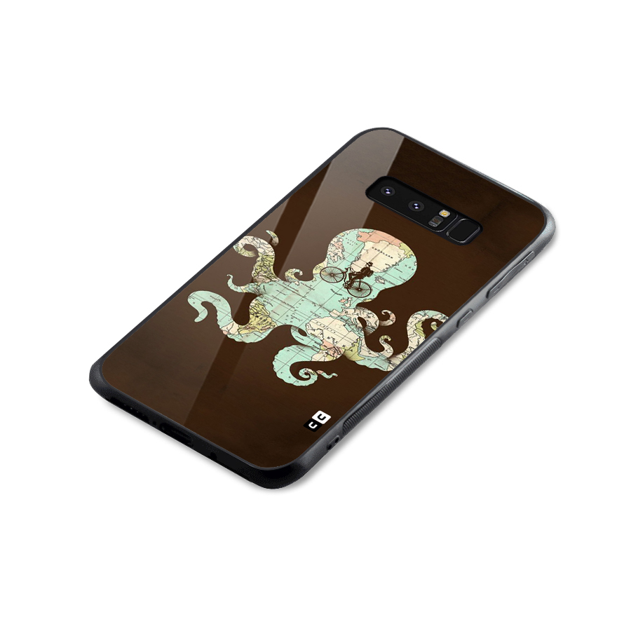 Travel Octopus Glass Back Case for Galaxy Note 8