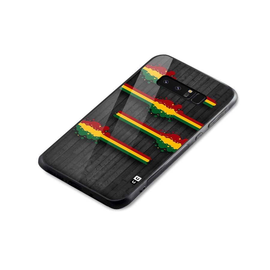 Tricolor Splash Design Glass Back Case for Galaxy Note 8