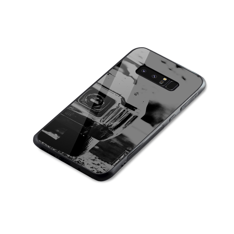 Vintage Car Black and White Glass Back Case for Galaxy Note 8