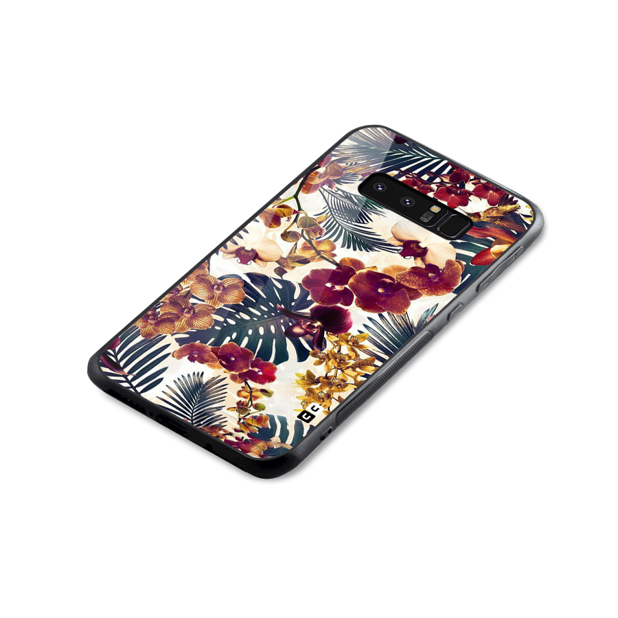 Vintage Rustic Flowers Glass Back Case for Galaxy Note 8