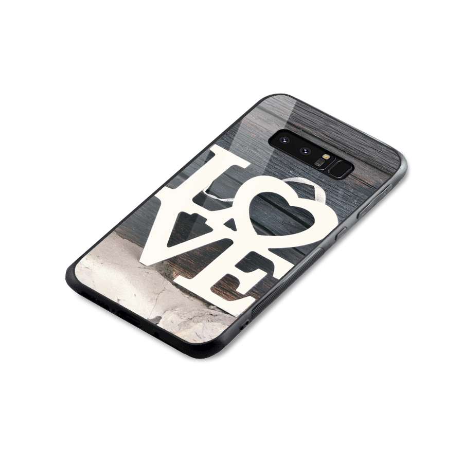 Wood Love Lock Glass Back Case for Galaxy Note 8
