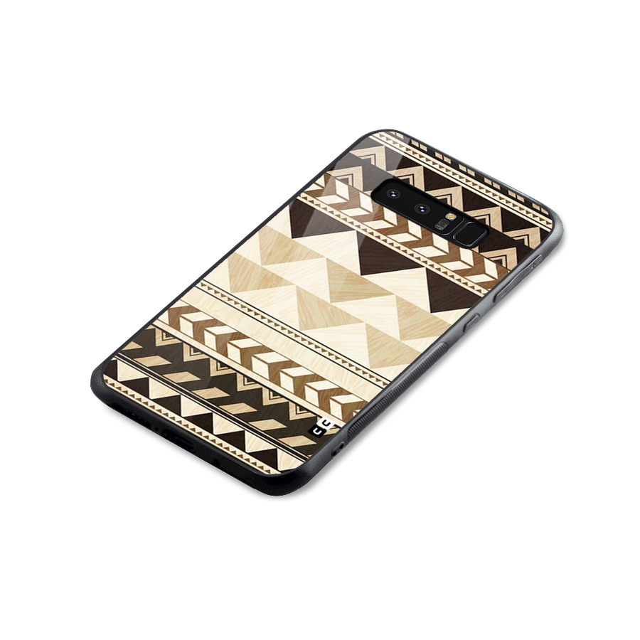 Wooden Printed Chevron Glass Back Case for Galaxy Note 8