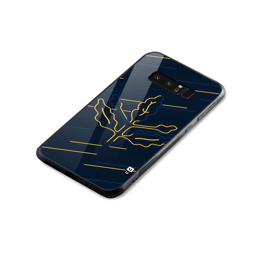 Yellow Leaf Line Glass Back Case for Galaxy Note 8