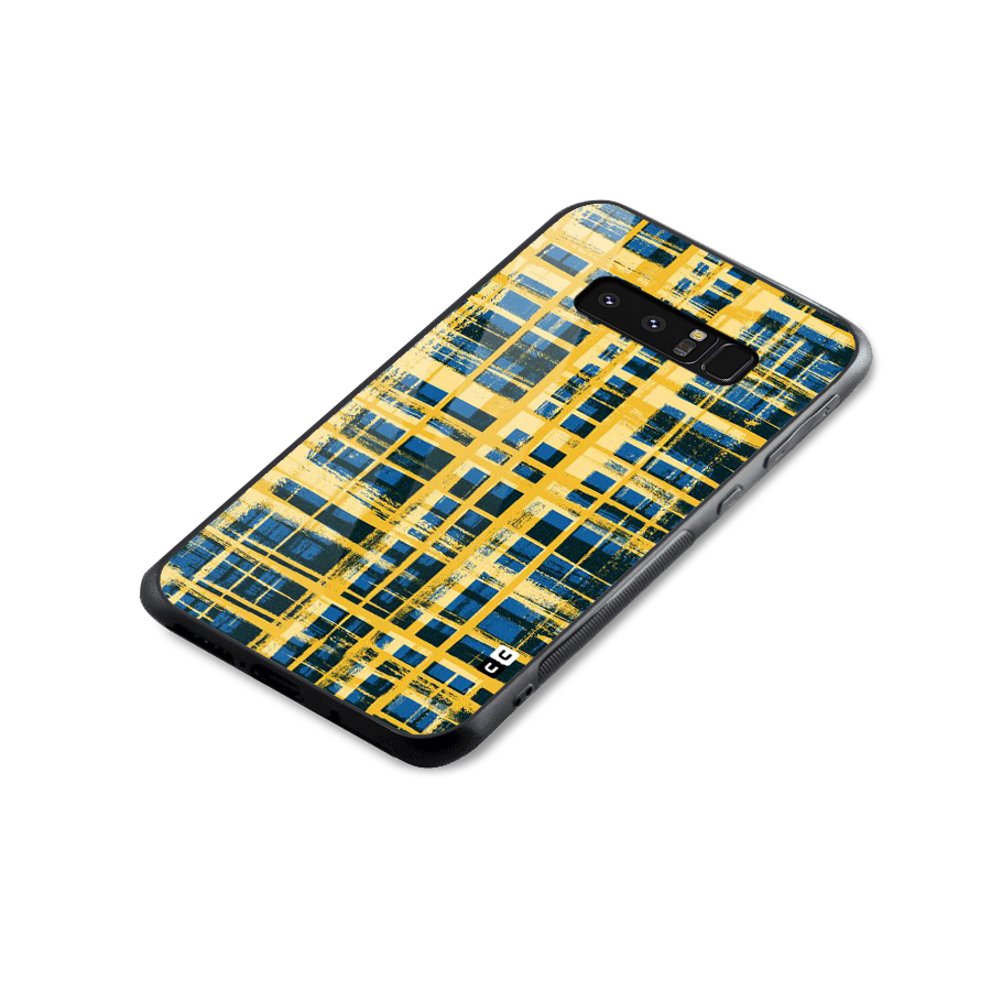 Yellow Rugged Check Design Glass Back Case for Galaxy Note 8