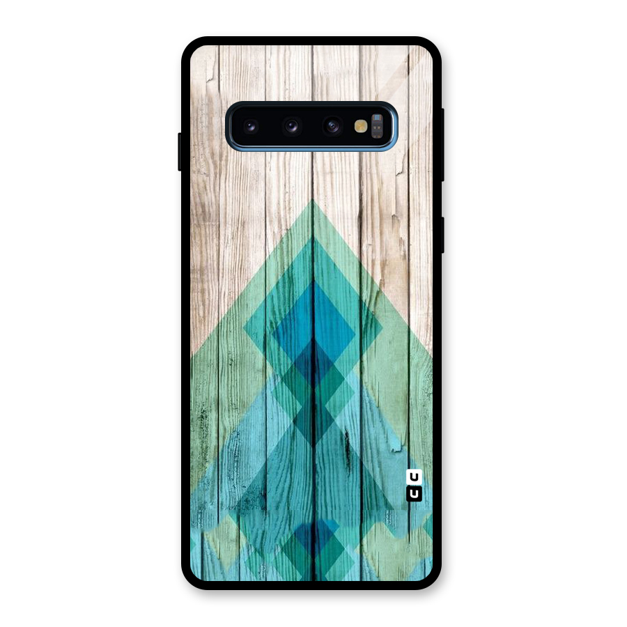 Abstract Green And Wood Glass Back Case for Galaxy S10