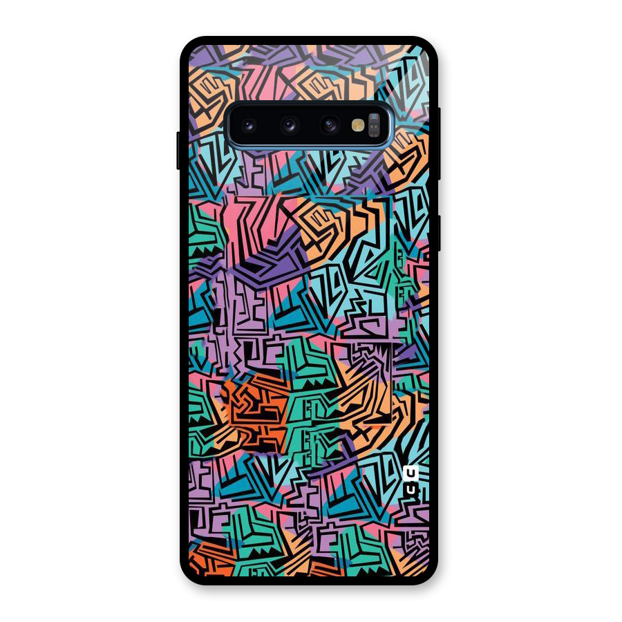 Abstract Lining Colors Glass Back Case for Galaxy S10
