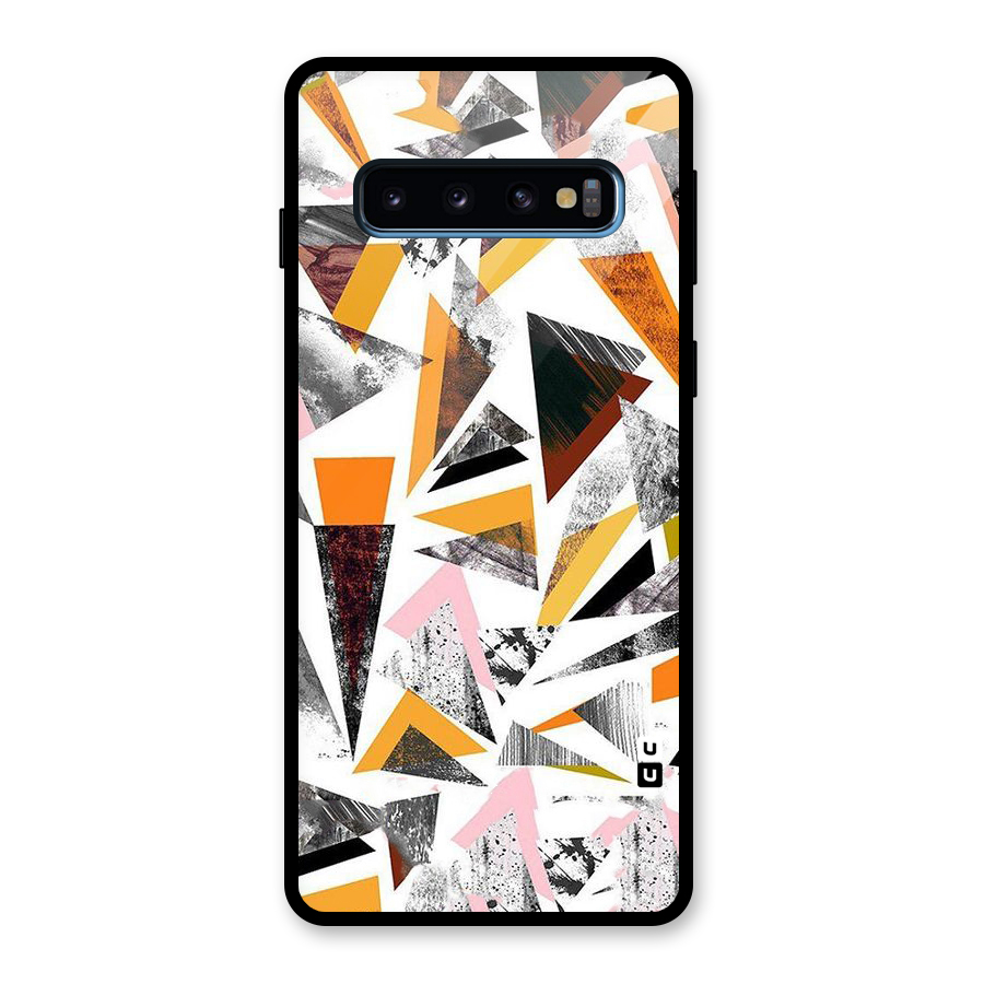 Abstract Sketchy Triangles Glass Back Case for Galaxy S10