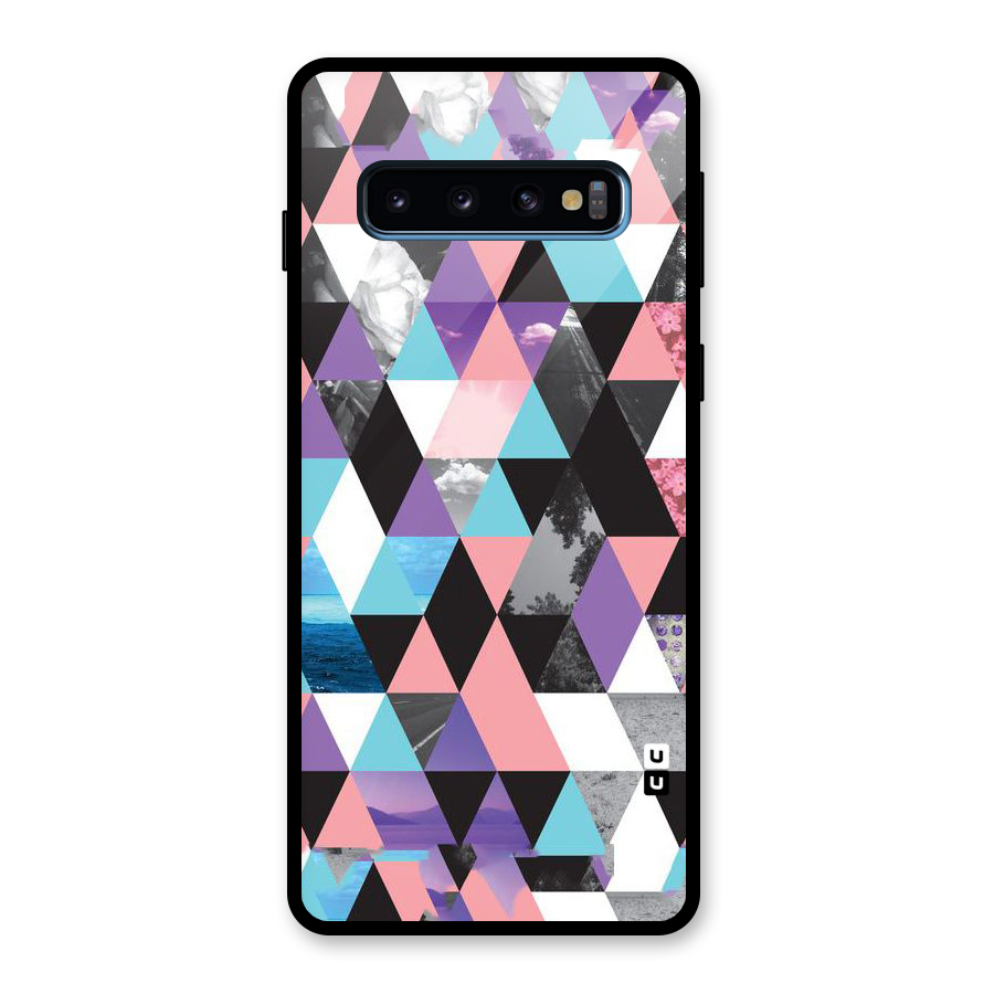 Abstract Splash Triangles Glass Back Case for Galaxy S10