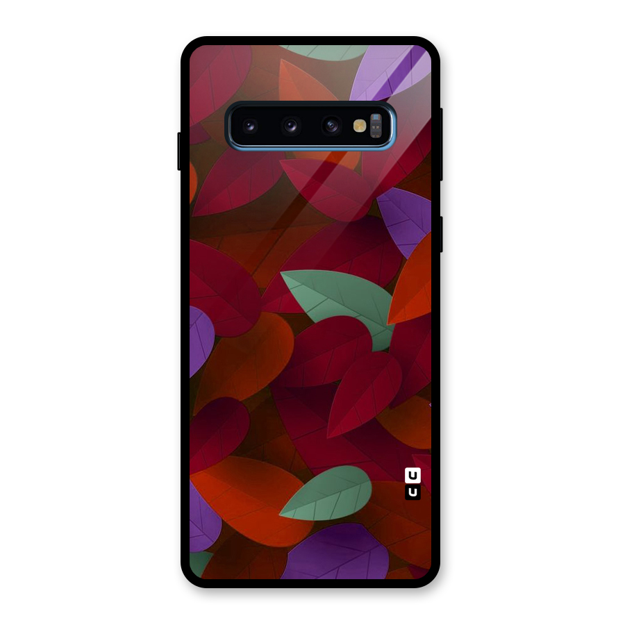 Aesthetic Colorful Leaves Glass Back Case for Galaxy S10