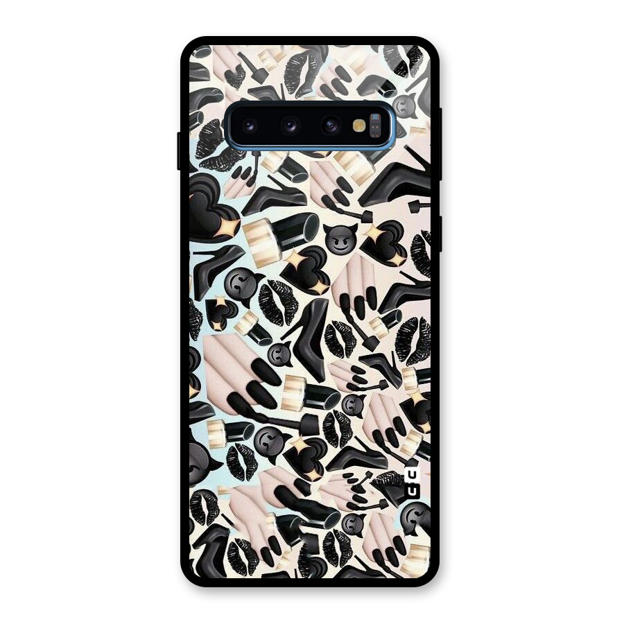 All Black Love Glass Back Case for Galaxy S10