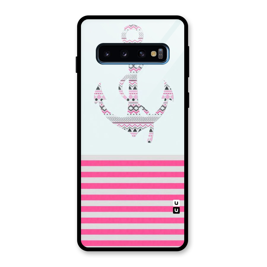 Anchor Design Stripes Glass Back Case for Galaxy S10
