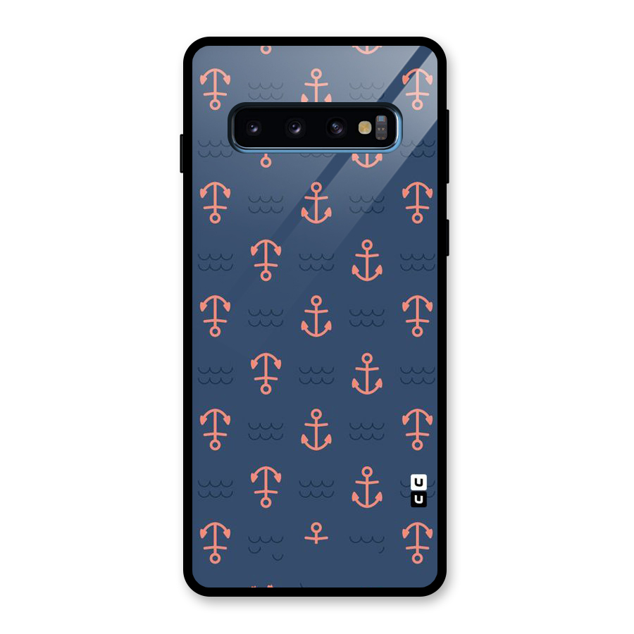 Anchor Sea Blue Glass Back Case for Galaxy S10