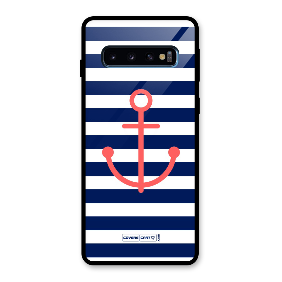 Anchor Stripes Glass Back Case for Galaxy S10