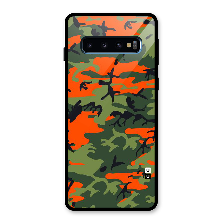 Army Pattern Glass Back Case for Galaxy S10