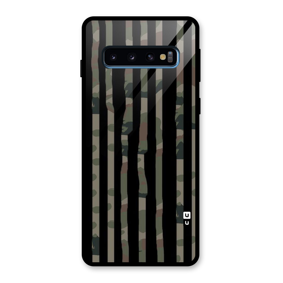 Army Stripes Glass Back Case for Galaxy S10