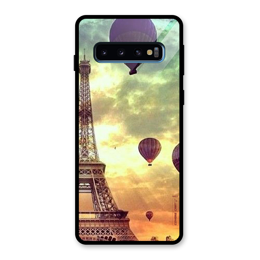 Artsy Hot Balloon And Tower Glass Back Case for Galaxy S10
