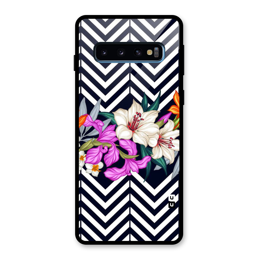 Artsy ZigZag Floral Glass Back Case for Galaxy S10