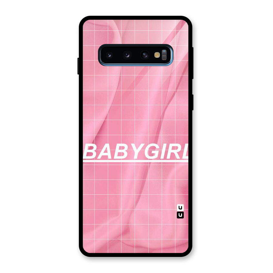 Baby Girl Check Glass Back Case for Galaxy S10